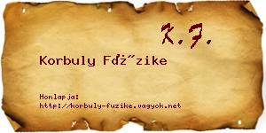 Korbuly Füzike névjegykártya
